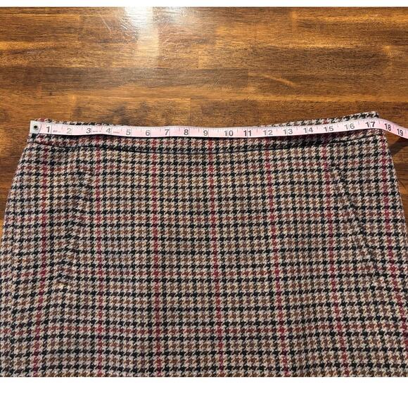 J Crew Women’s 14 35x18 Skirt Short Wool Blend Houndstooth Pockets Y2K Tweed - Picture 8 of 10